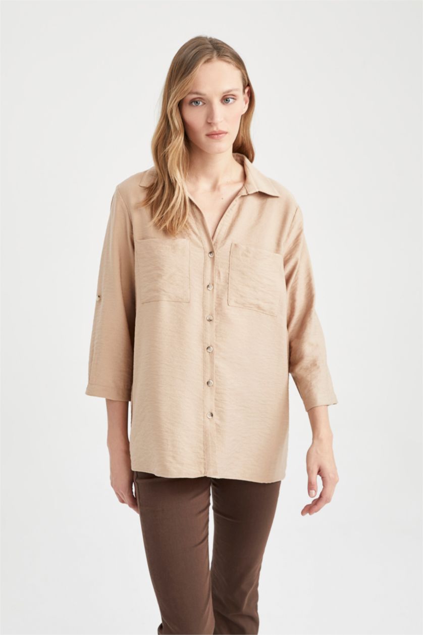 حريمي فيزوني قميص قصة عادية كم طويل