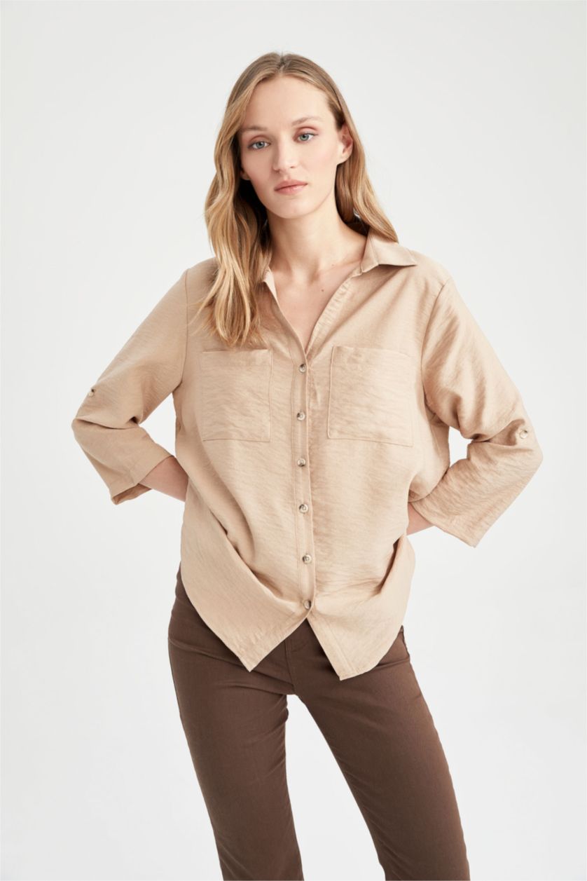 حريمي فيزوني قميص قصة عادية كم طويل