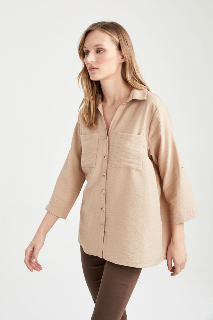 حريمي فيزوني قميص قصة عادية كم طويل