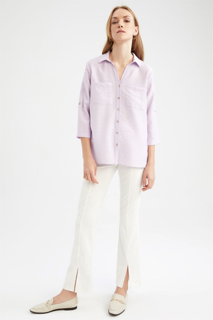 WOMAN Lilac Regular Fit Long Sleeve Shirt