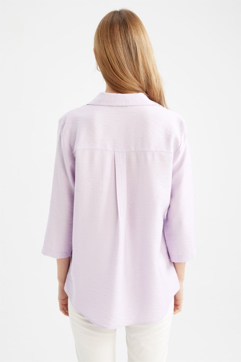WOMAN Lilac Regular Fit Long Sleeve Shirt
