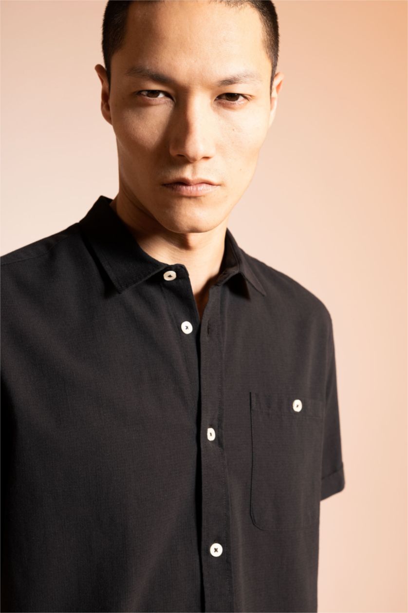 رجال أسود قميص بولو نص كم قصة عادية