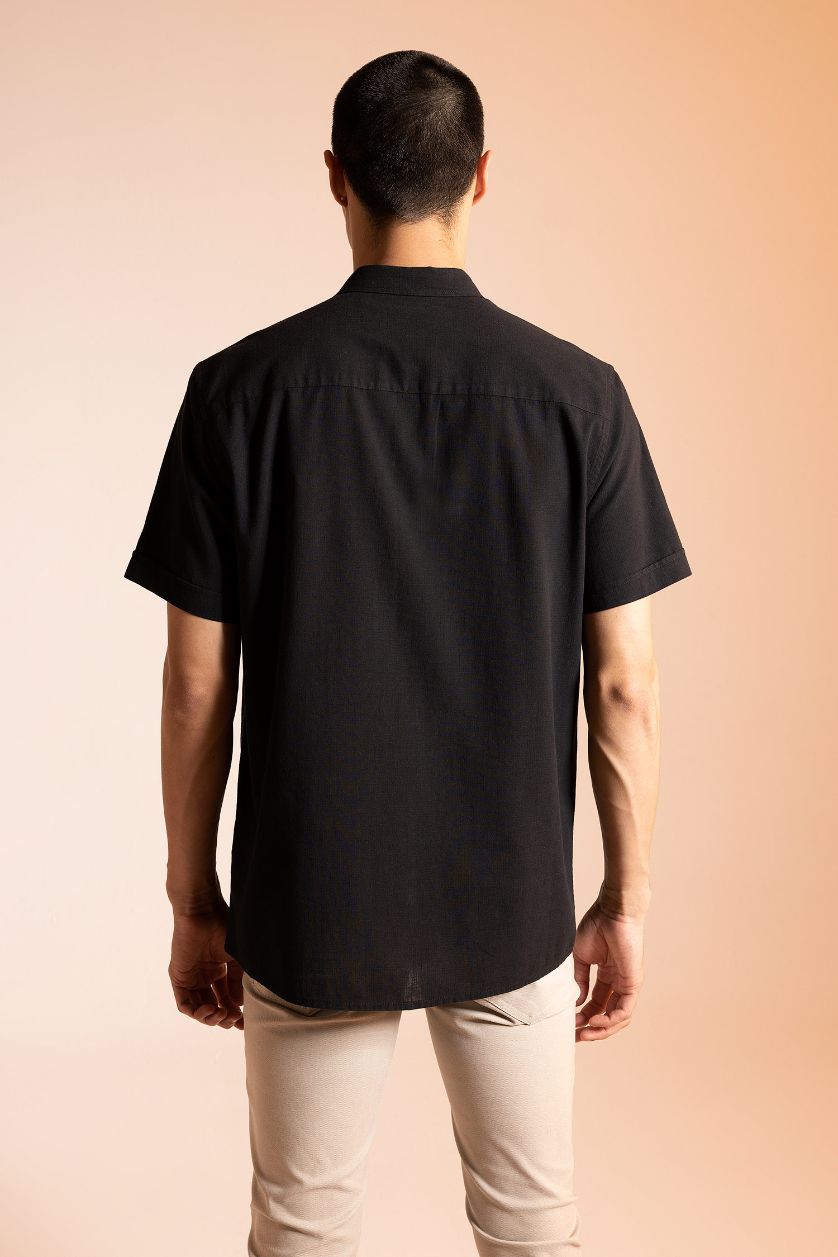 رجال أسود قميص بولو نص كم قصة عادية