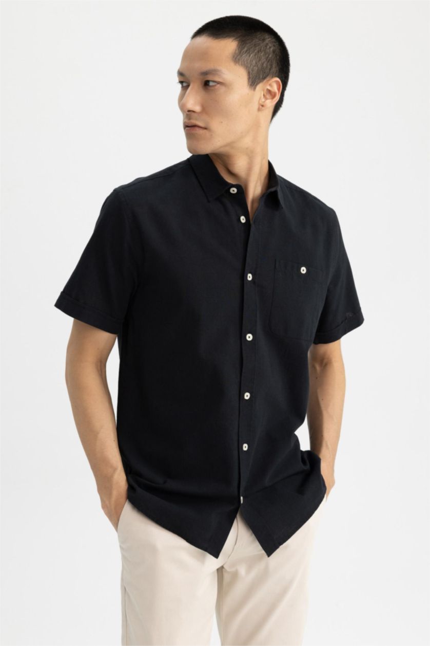 رجال أسود قميص بولو نص كم قصة عادية