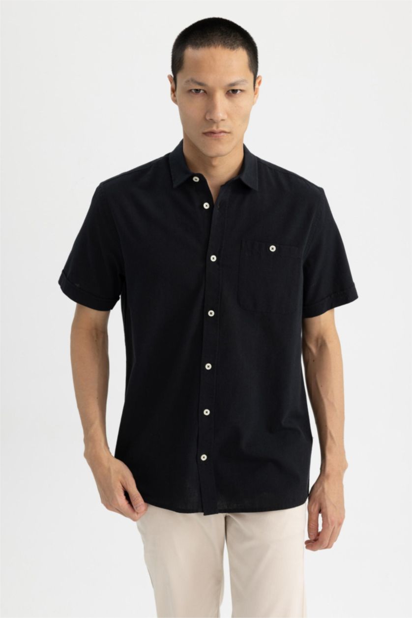 رجال أسود قميص بولو نص كم قصة عادية