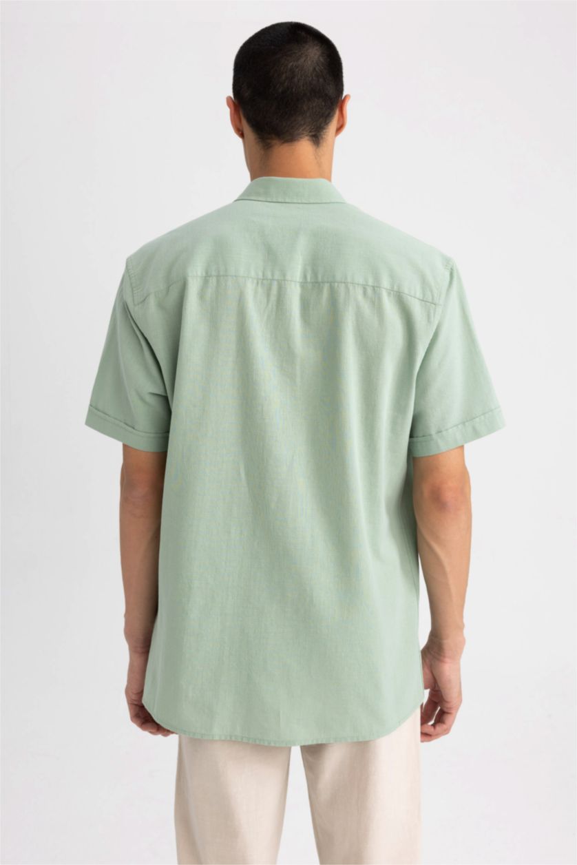 Ерлер ашық жасыл қалыпты пішім Қысқа жеңді жейде