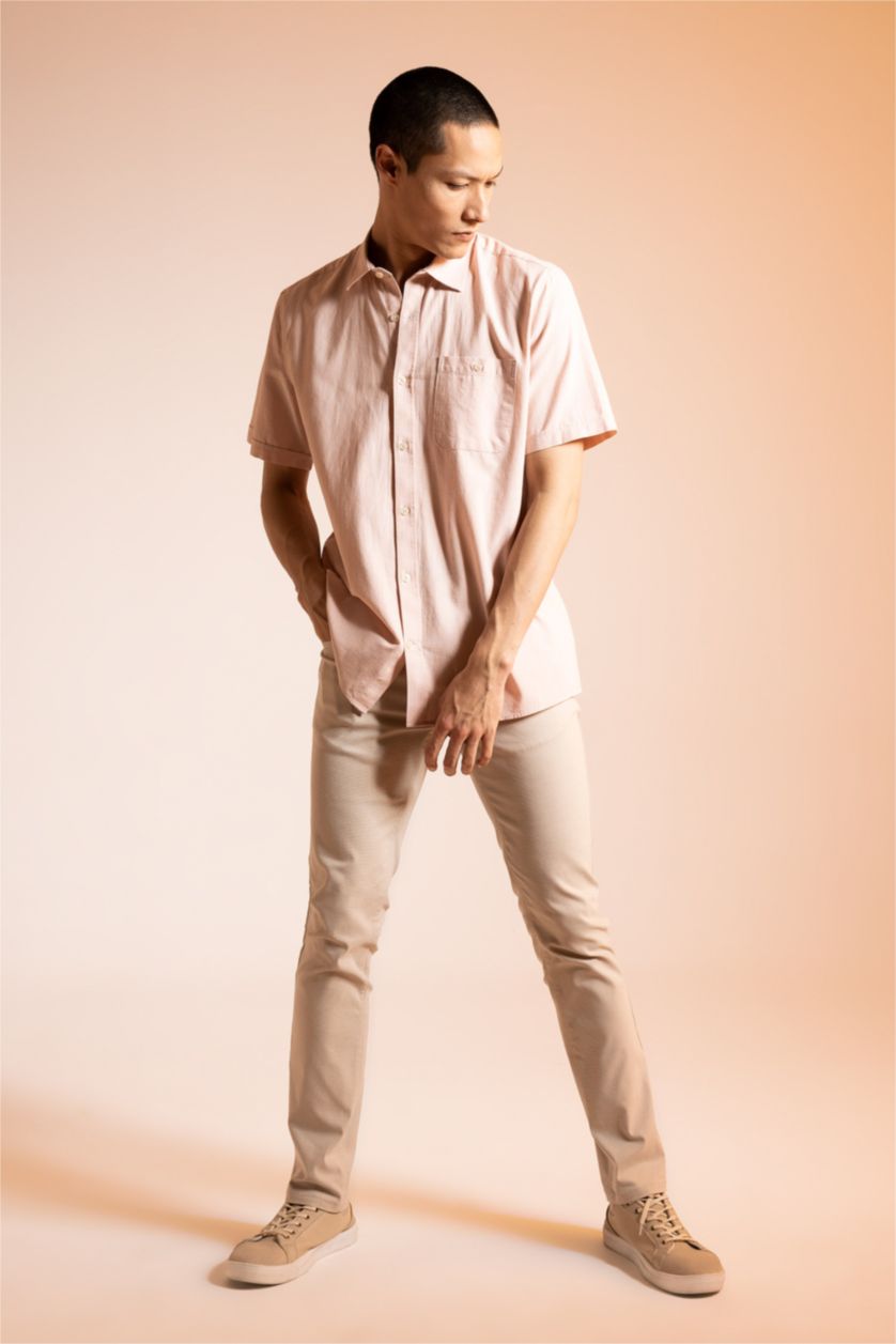 رجال زهري قميص بولو نص كم قصة عادية