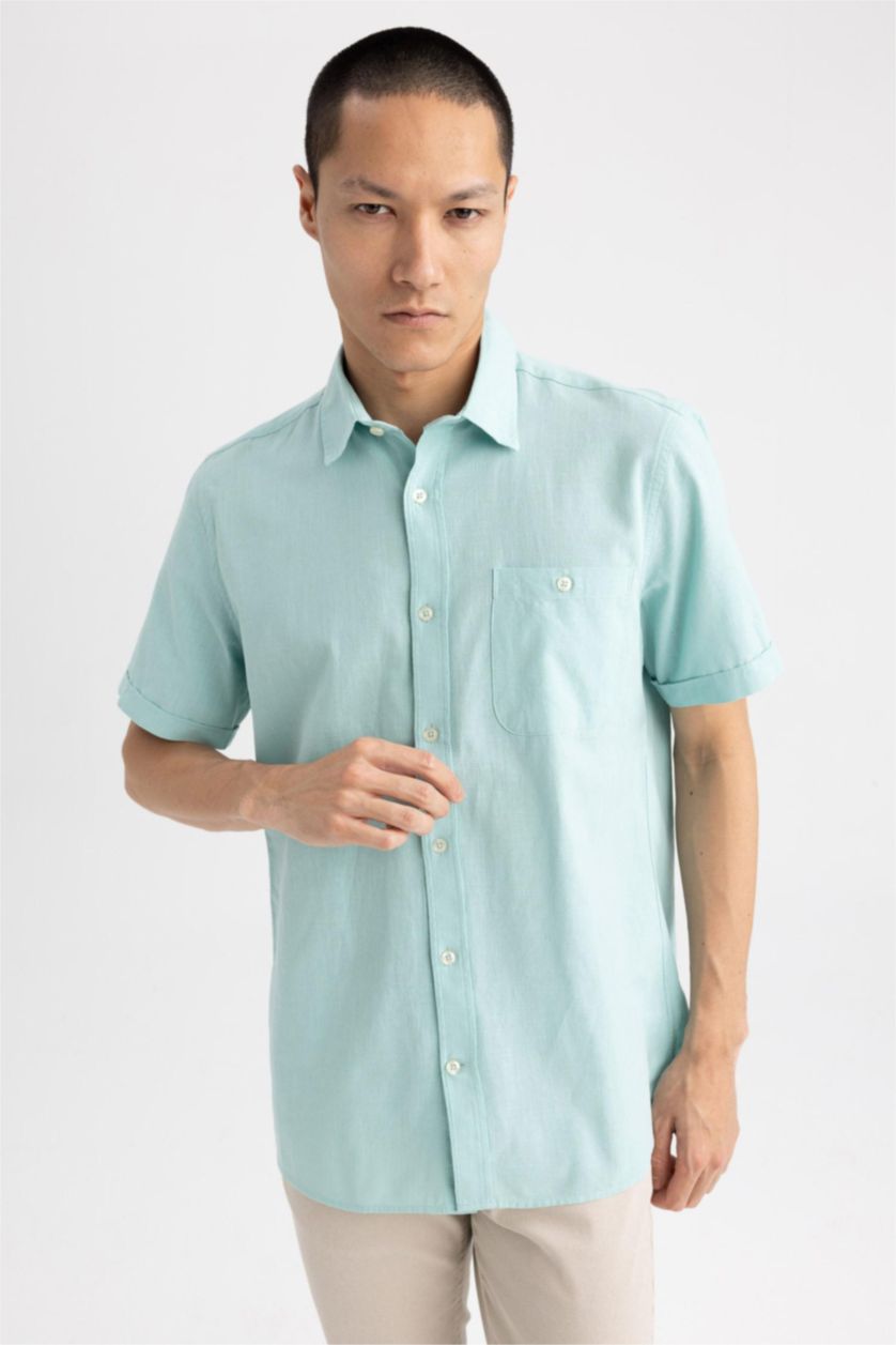 رجال أزرق محيطي قميص بولو قطن قصة عادية