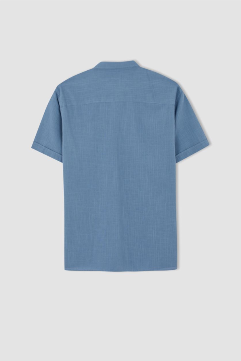 HOMME Bleu Chemise à manches courtes et col polo coupe classique