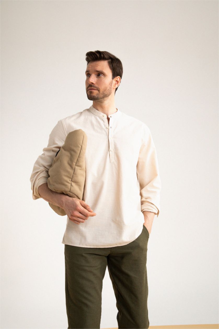 MAN Sand Slim Fit Long Sleeve Shirt