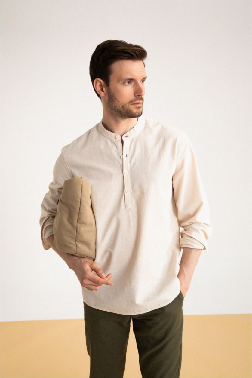 MAN Sand Slim Fit Long Sleeve Shirt