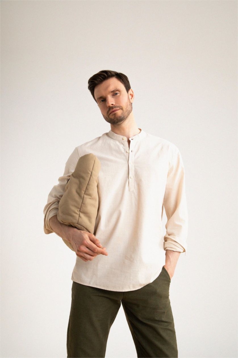 MAN Sand Slim Fit Long Sleeve Shirt