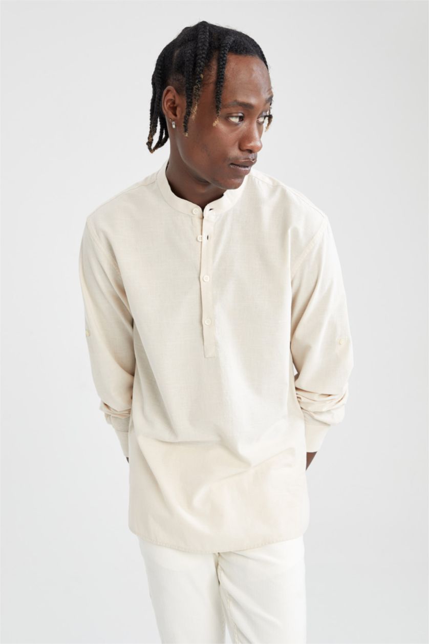 MAN Sand Slim Fit Long Sleeve Shirt