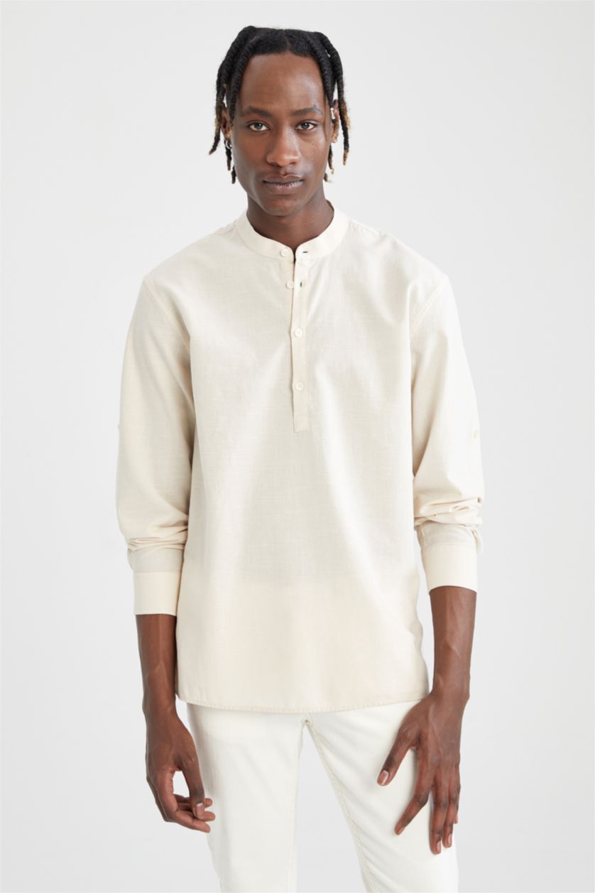 MAN Sand Slim Fit Long Sleeve Shirt