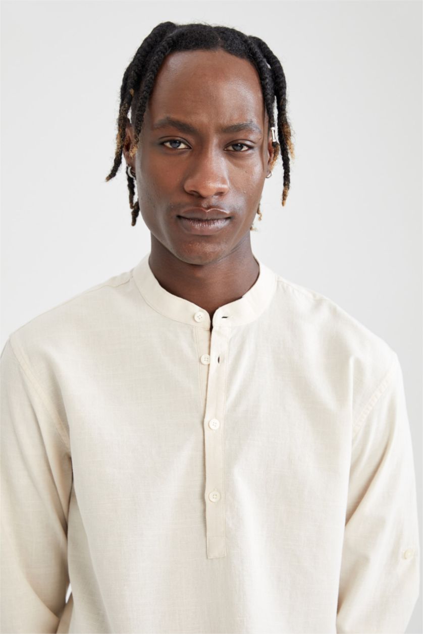 MAN Sand Slim Fit Long Sleeve Shirt