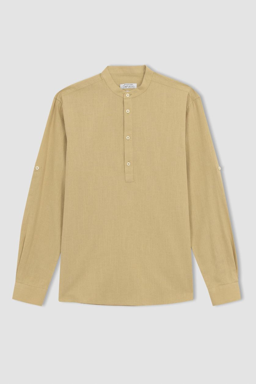 HOMME Beige Chemise à col polo et manches courtes 100% coton