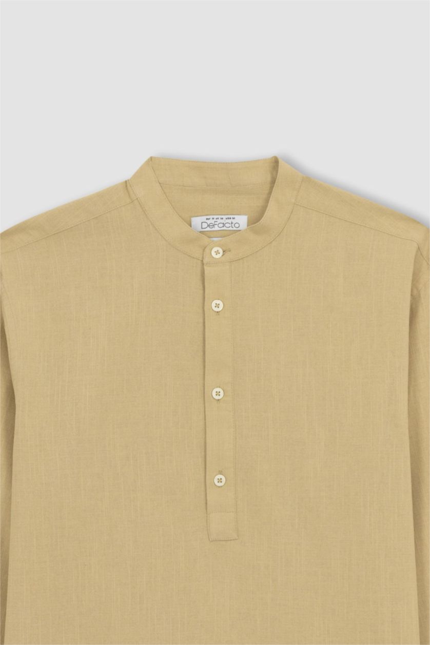 HOMME Beige Chemise à col polo et manches courtes 100% coton