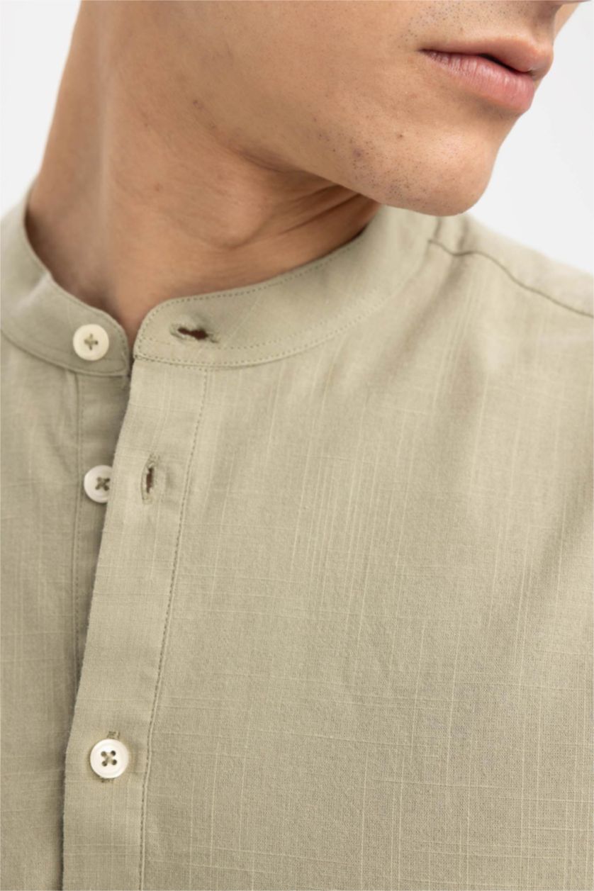 MAN Khaki Slim Fit Classic Collar Long Sleeve Shirt