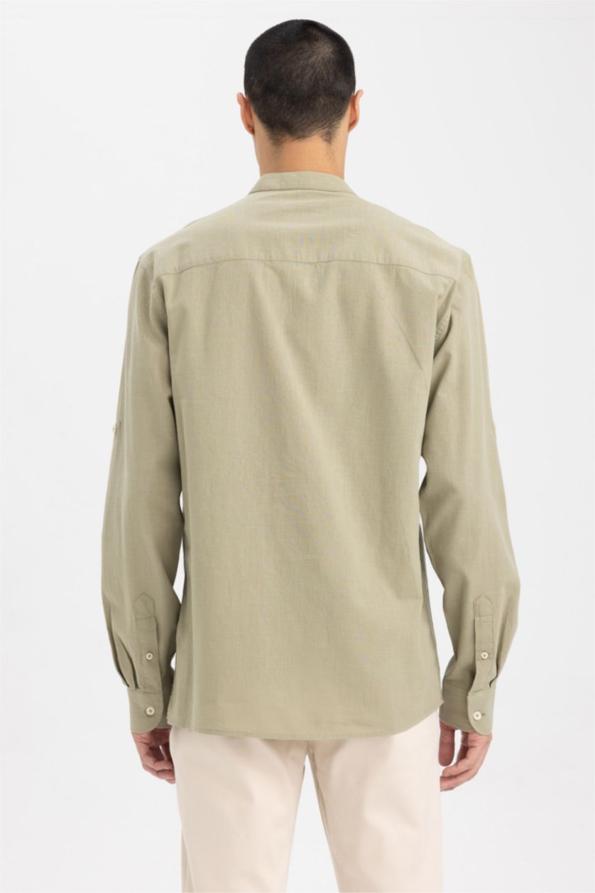 MAN Khaki Slim Fit Classic Collar Long Sleeve Shirt