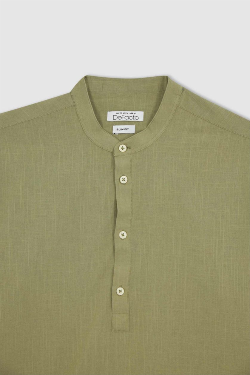 MAN Khaki Slim Fit Classic Collar Long Sleeve Shirt