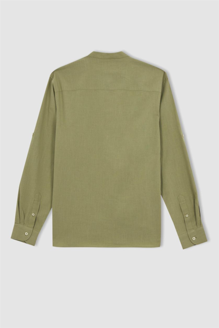 MAN Khaki Slim Fit Classic Collar Long Sleeve Shirt