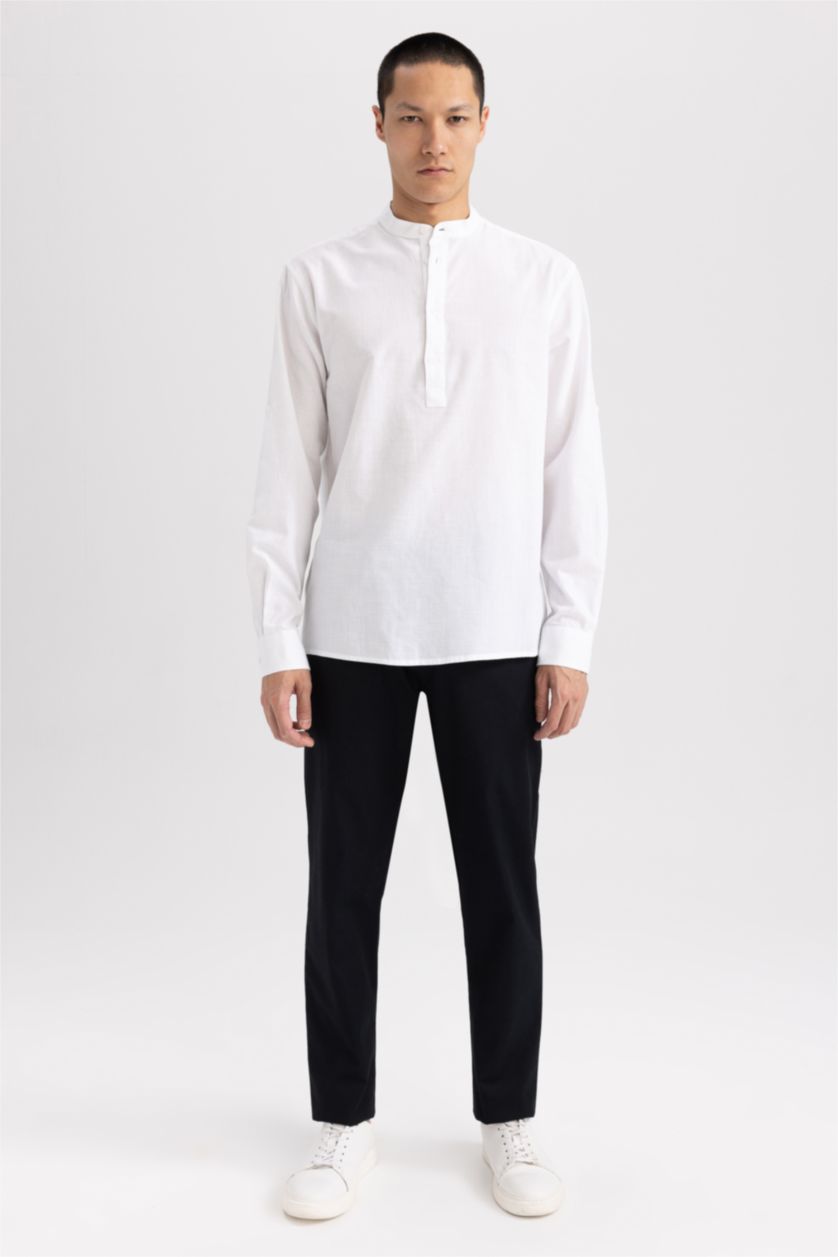 HOMME Blanc Chemise À Manches Longues Coupe Slim