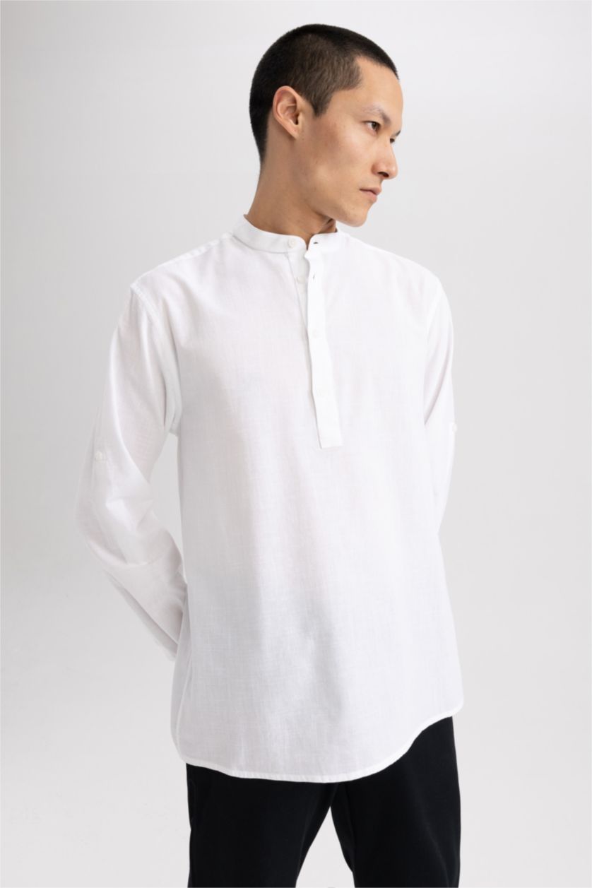 HOMME Blanc Chemise À Manches Longues Coupe Slim