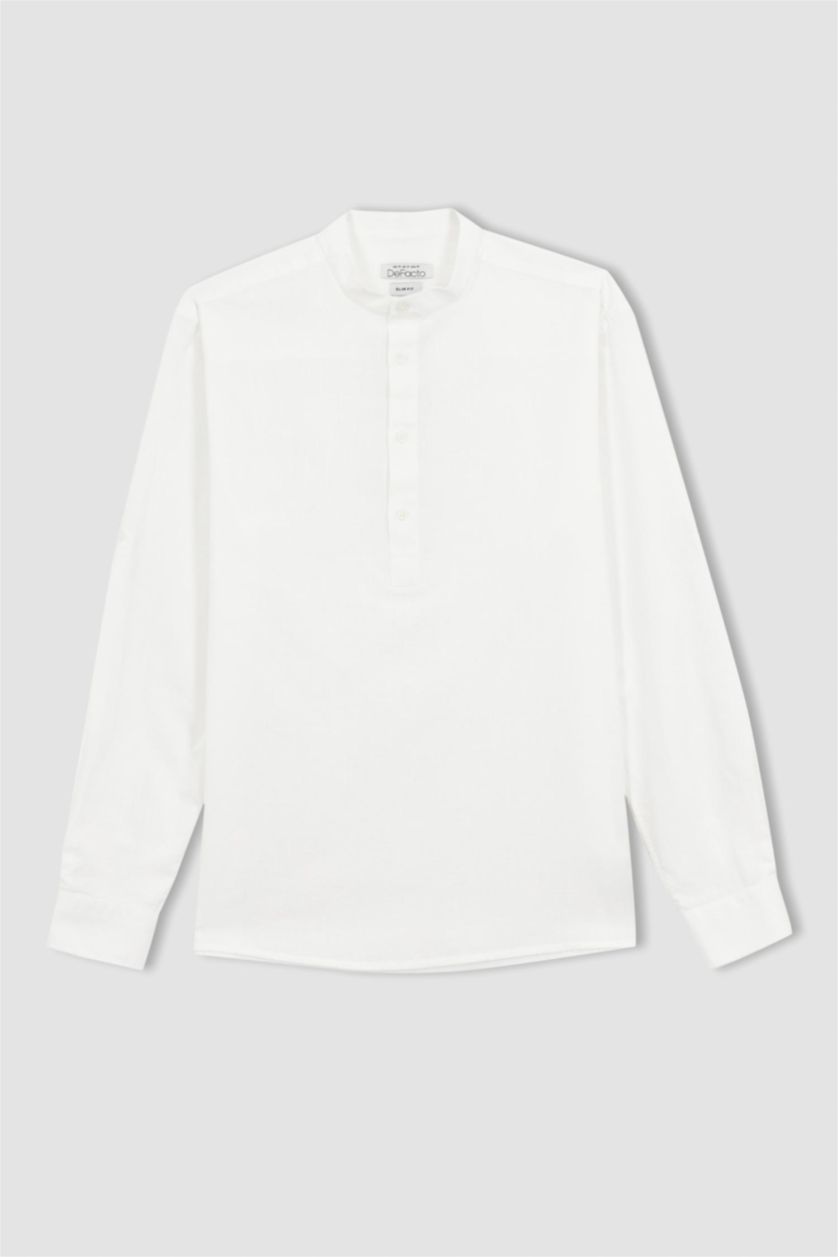 HOMME Blanc Chemise À Manches Longues Coupe Slim
