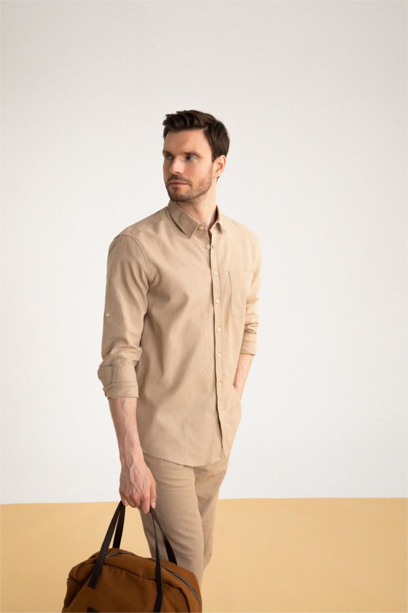 MAN Beige Regular Fit Long Sleeve Shirt
