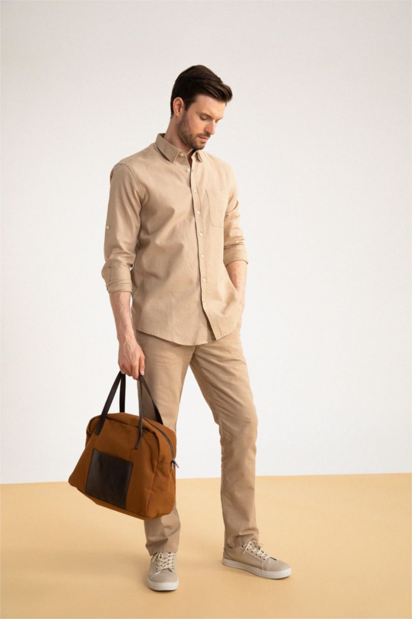 MAN Beige Regular Fit Long Sleeve Shirt