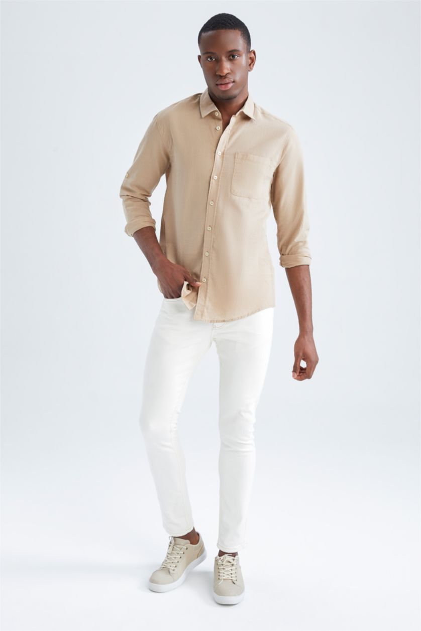 MAN Beige Regular Fit Long Sleeve Shirt