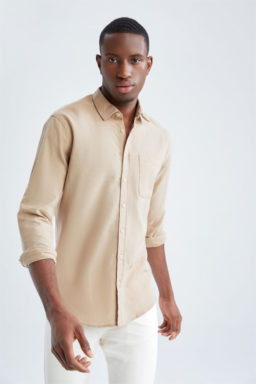 MAN Beige Regular Fit Long Sleeve Shirt