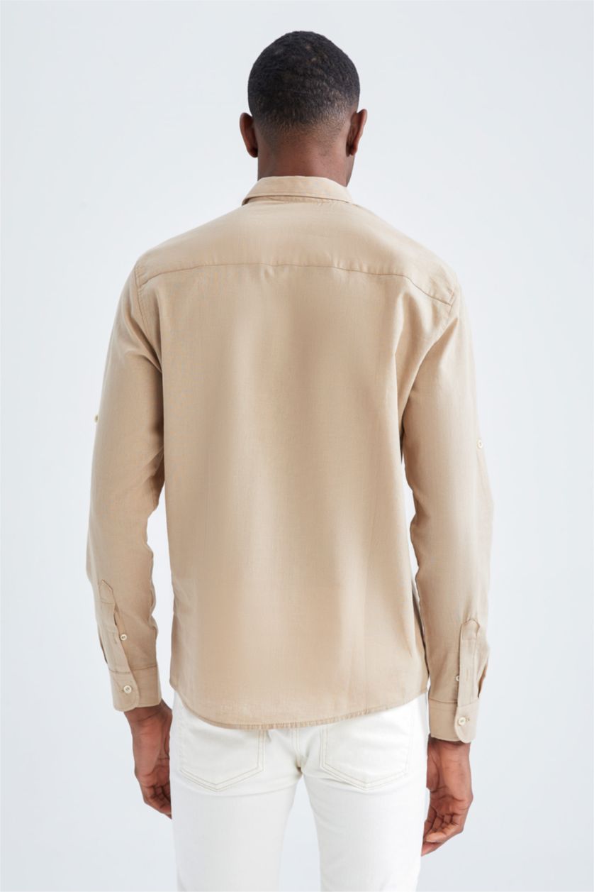 MAN Beige Regular Fit Long Sleeve Shirt