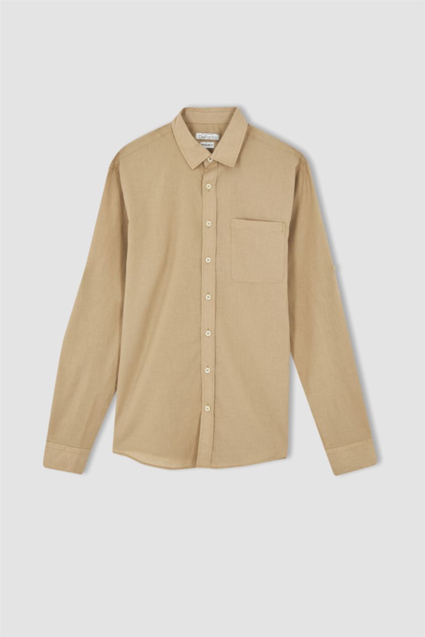MAN Beige Regular Fit Long Sleeve Shirt