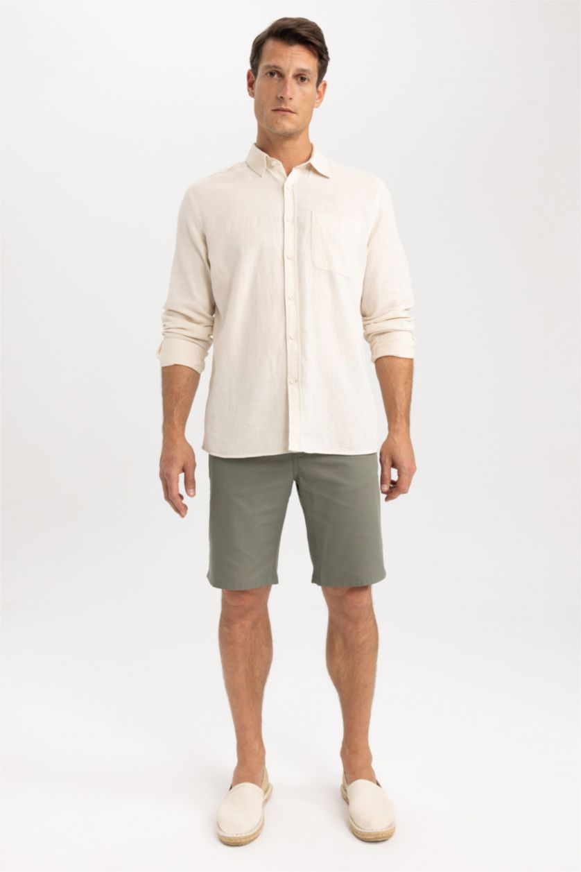 HOMME Doğal Açık Bej Chemise Coupe Régulière À Manches Longues
