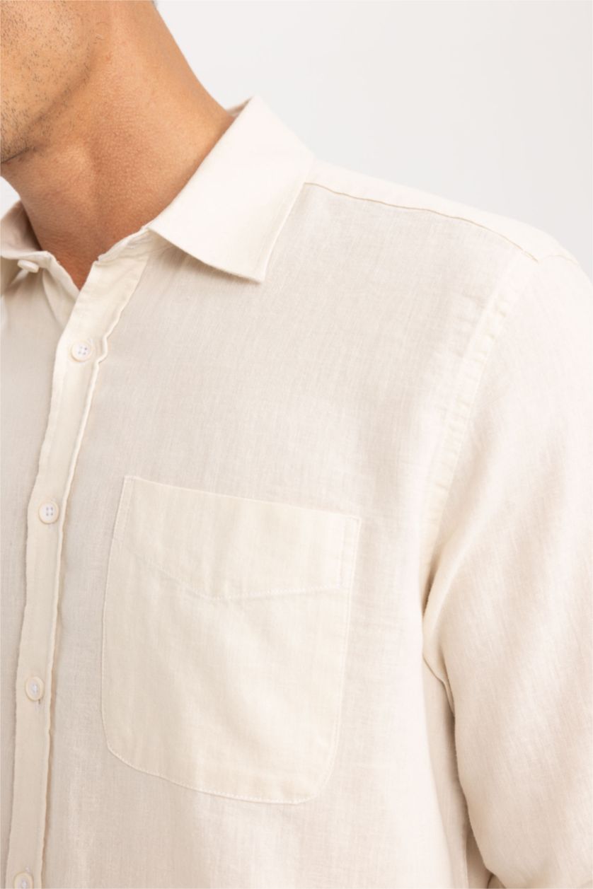 HOMME Doğal Açık Bej Chemise Coupe Régulière À Manches Longues
