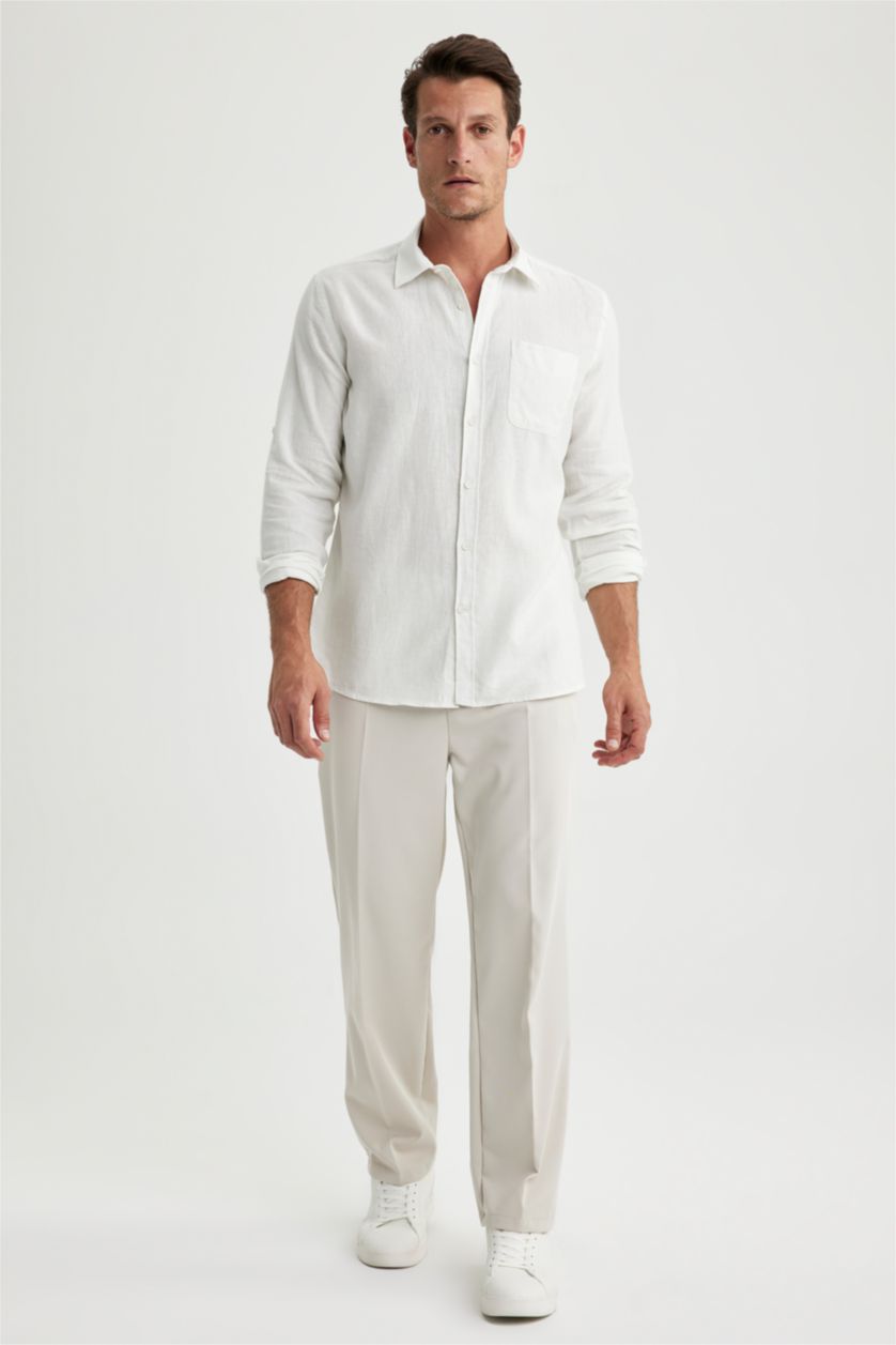 HOMME Blanc Chemises à manches longues Coupe Régulière Col Polo