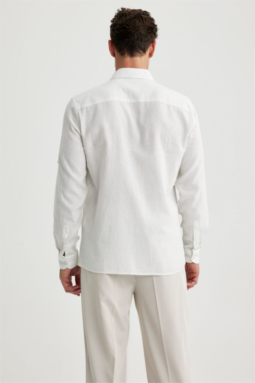 HOMME Blanc Chemises à manches longues Coupe Régulière Col Polo