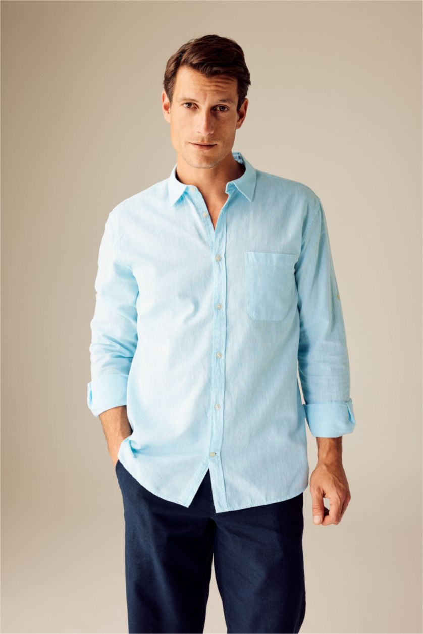 MAN Mint Regular Fit Polo Neck Long Sleeve Shirt