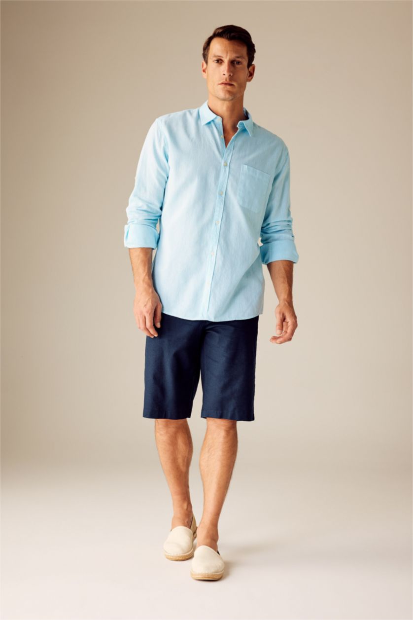 MAN Mint Regular Fit Polo Neck Long Sleeve Shirt