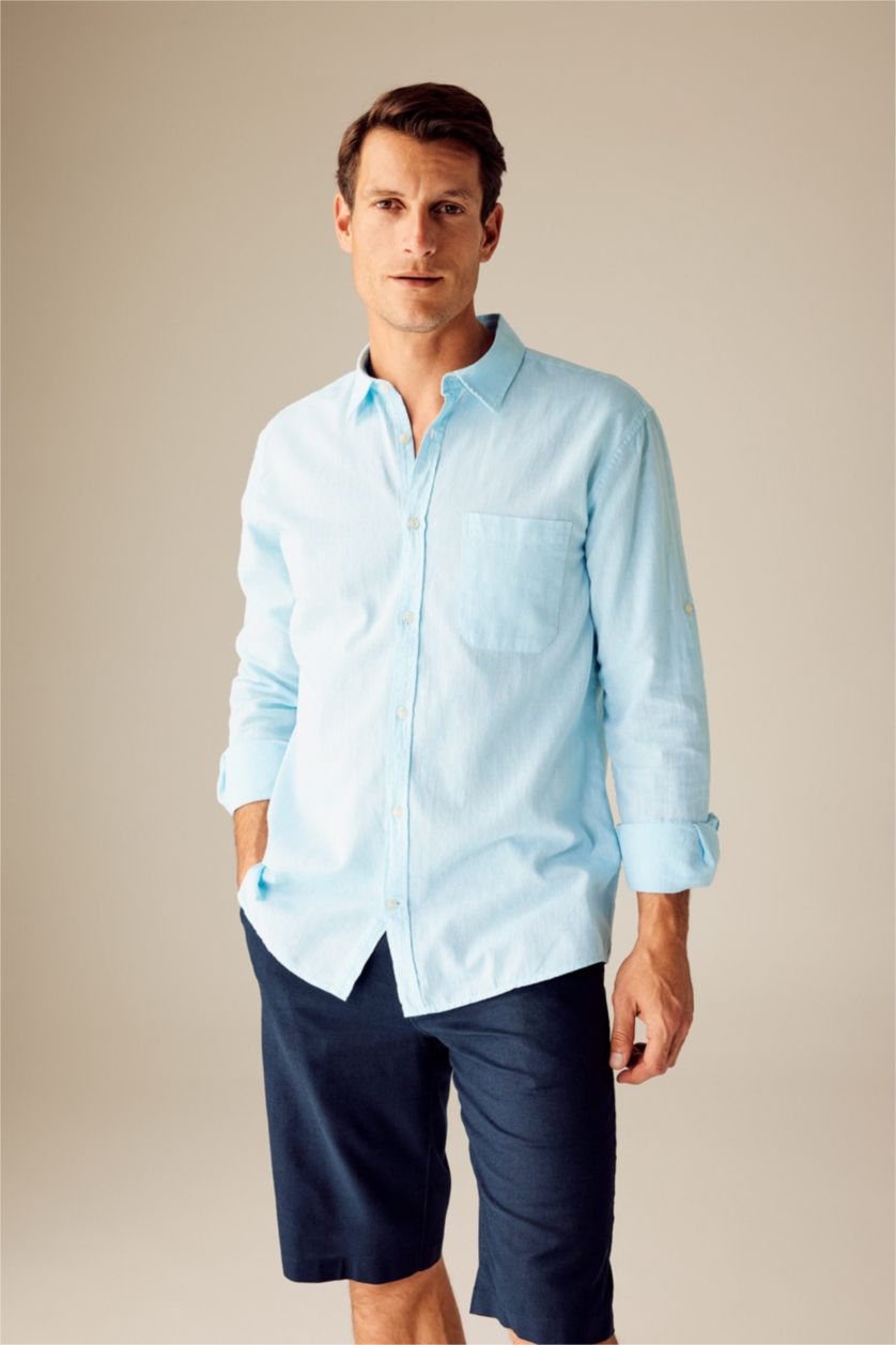 MAN Mint Regular Fit Polo Neck Long Sleeve Shirt