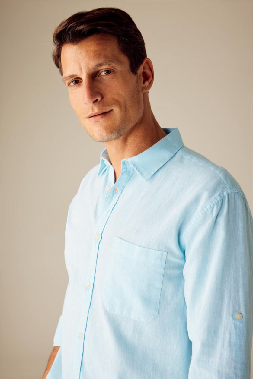 MAN Mint Regular Fit Polo Neck Long Sleeve Shirt