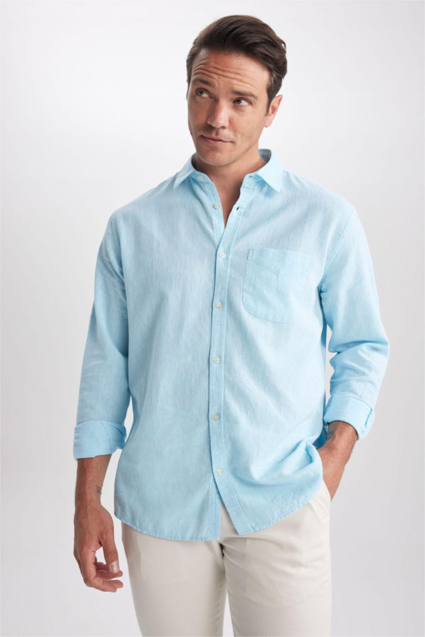 MAN Mint Regular Fit Polo Neck Long Sleeve Shirt