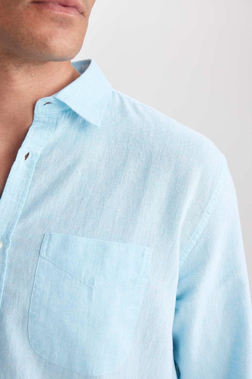 MAN Mint Regular Fit Polo Neck Long Sleeve Shirt