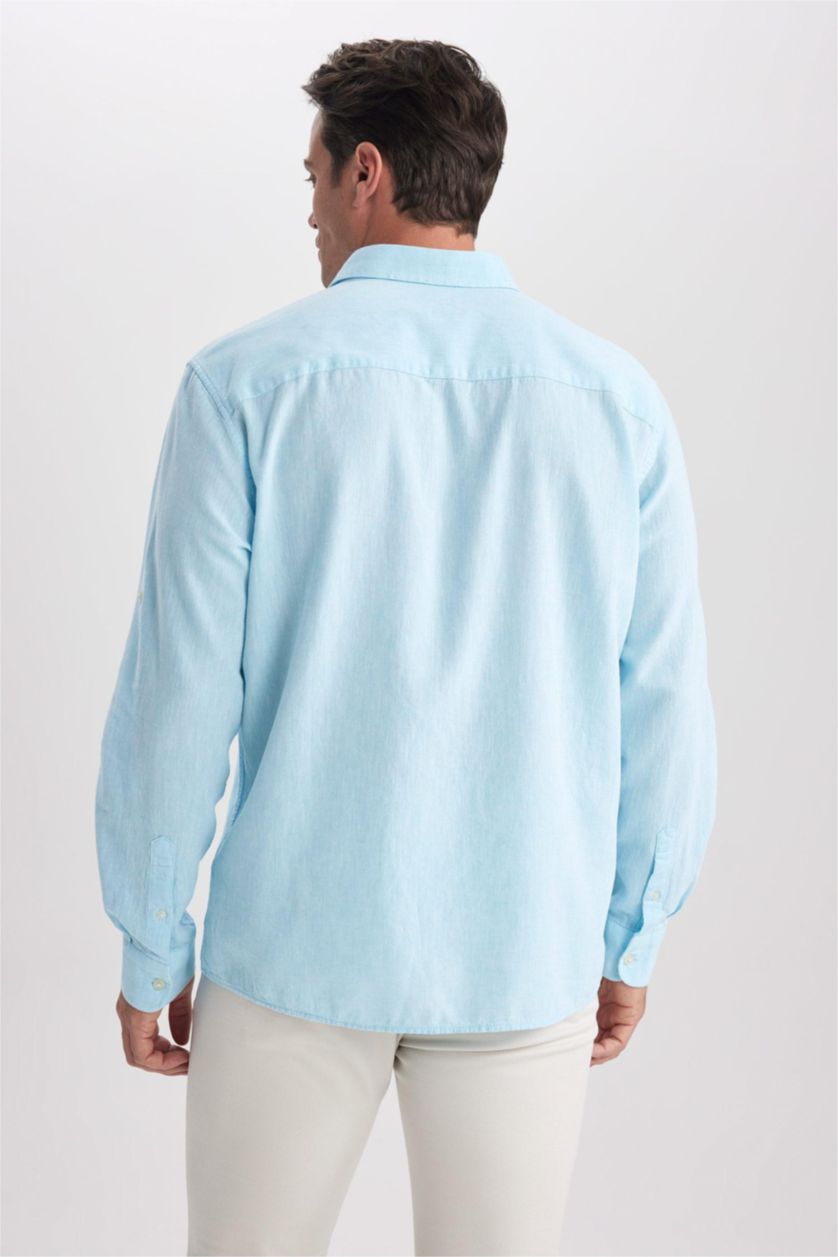 MAN Mint Regular Fit Polo Neck Long Sleeve Shirt