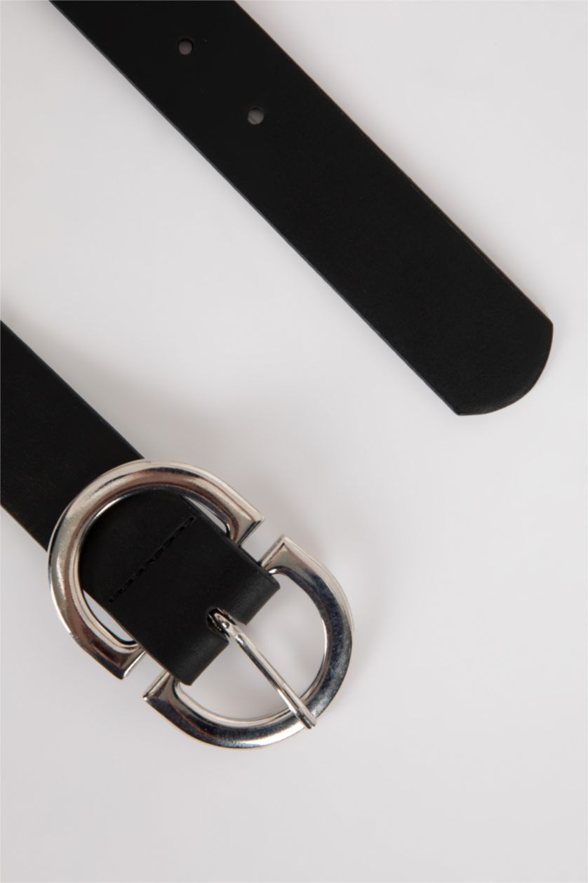 Kadın Siyah Kadın Suni Deri Elbise Kemeri