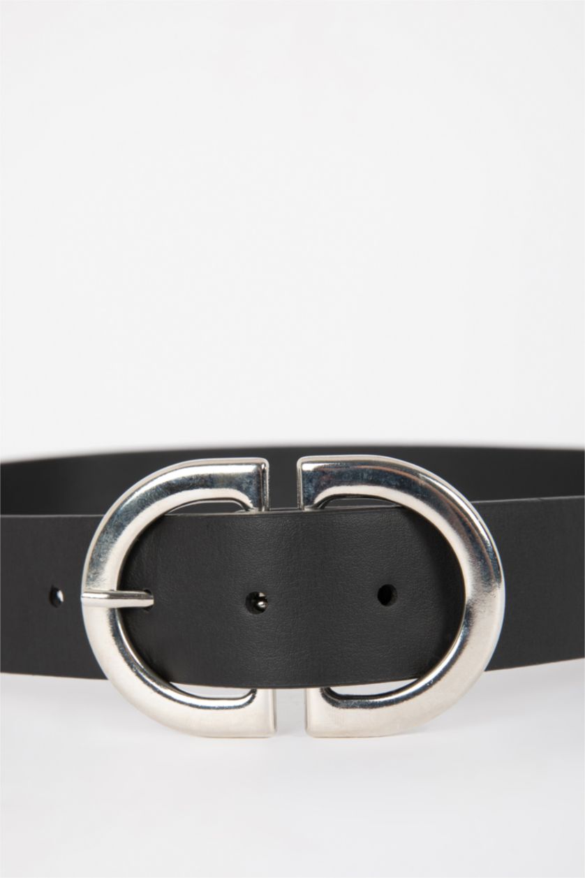 Kadın Siyah Kadın Suni Deri Elbise Kemeri