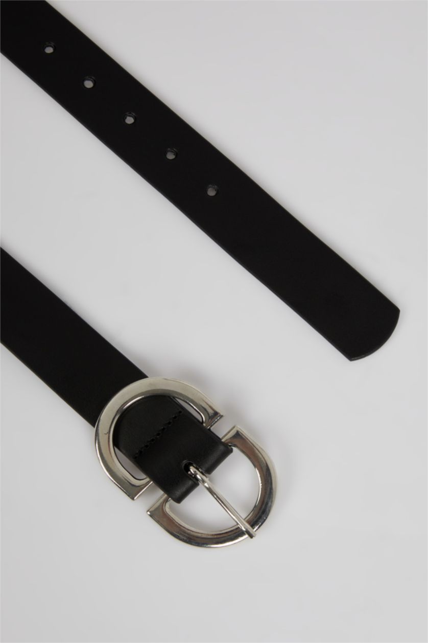 Kadın Siyah Kadın Suni Deri Elbise Kemeri