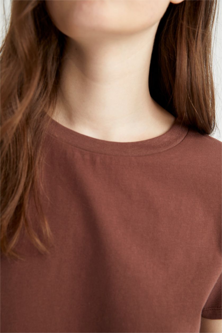 Женщины Коричневый Футболка стандартного кроя из 100% хлопка