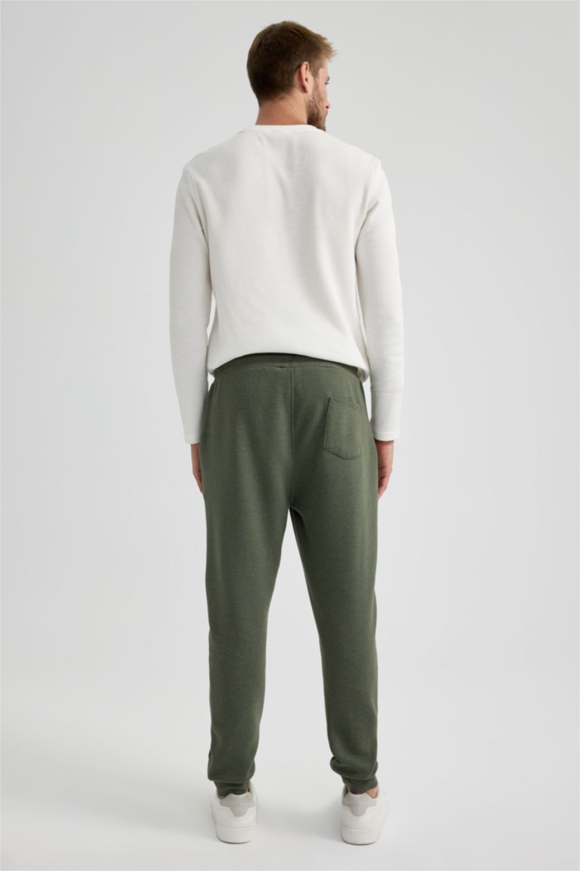 Erkek Haki Pike İnce Jogger Eşofman Altı Slim Fit Dar Kesim Beli Bağcıklı Lastikli Paça Cepli